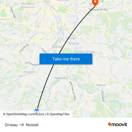 Orveau to Noisiel map