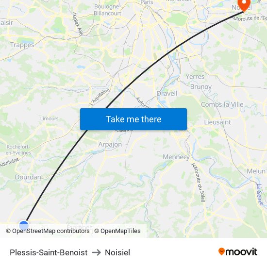 Plessis-Saint-Benoist to Noisiel map