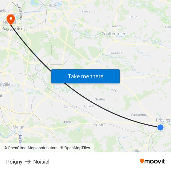 Poigny to Noisiel map