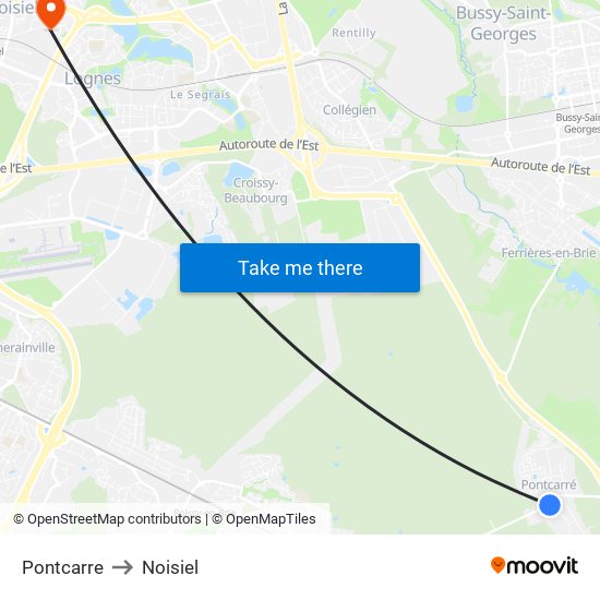 Pontcarre to Noisiel map