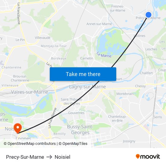 Precy-Sur-Marne to Noisiel map