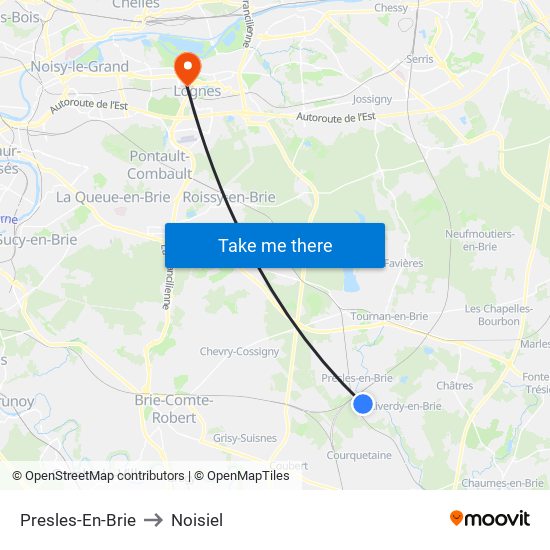 Presles-En-Brie to Noisiel map