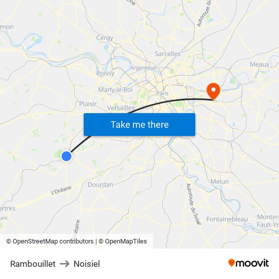 Rambouillet to Noisiel map