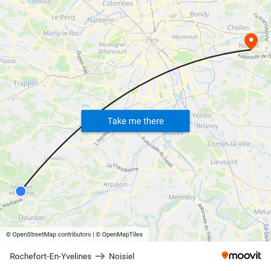 Rochefort-En-Yvelines to Noisiel map