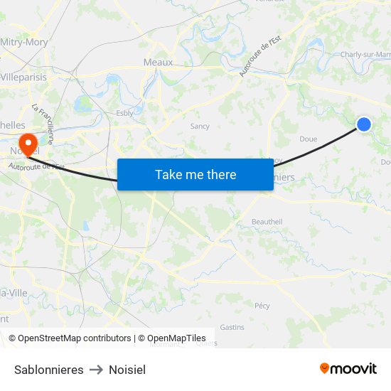 Sablonnieres to Noisiel map