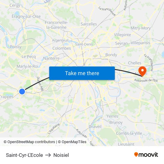 Saint-Cyr-L'Ecole to Noisiel map
