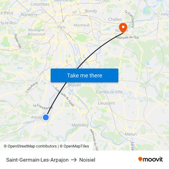 Saint-Germain-Les-Arpajon to Noisiel map