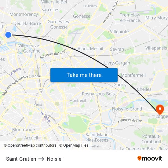 Saint-Gratien to Noisiel map