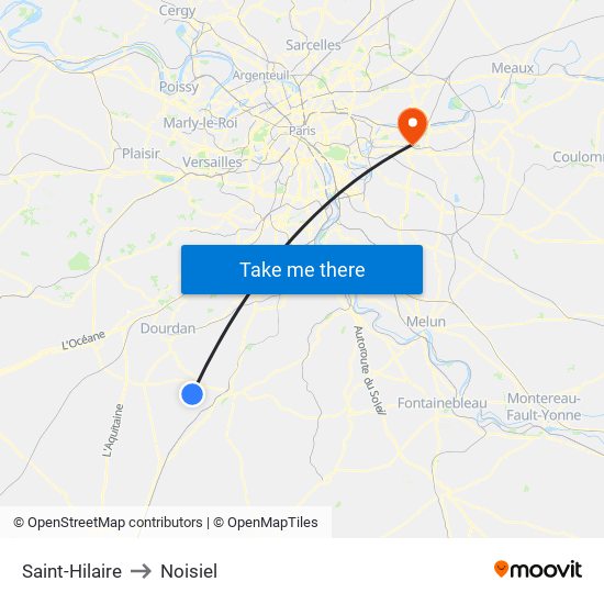 Saint-Hilaire to Noisiel map