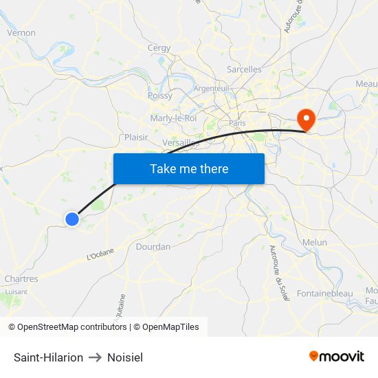 Saint-Hilarion to Noisiel map