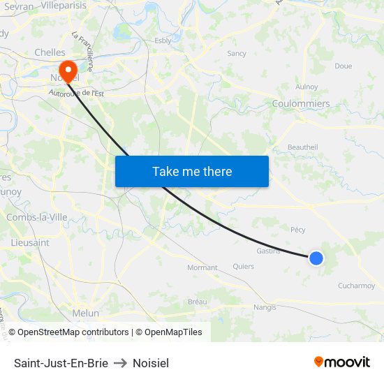 Saint-Just-En-Brie to Noisiel map