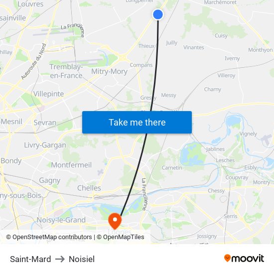 Saint-Mard to Noisiel map