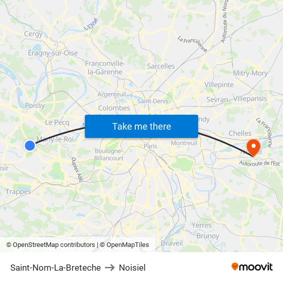 Saint-Nom-La-Breteche to Noisiel map