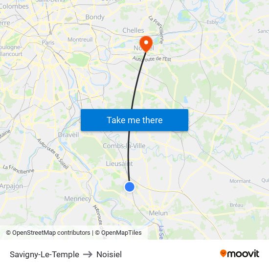 Savigny-Le-Temple to Noisiel map