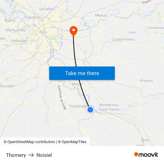 Thomery to Noisiel map
