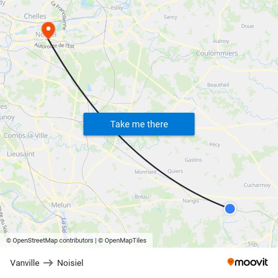 Vanville to Noisiel map
