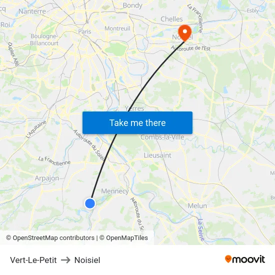 Vert-Le-Petit to Noisiel map