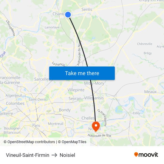 Vineuil-Saint-Firmin to Noisiel map