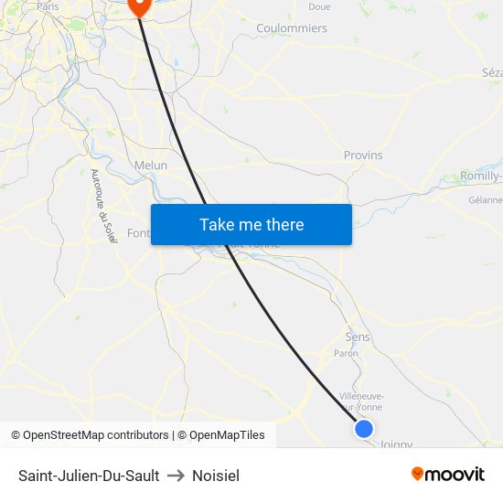 Saint-Julien-Du-Sault to Noisiel map