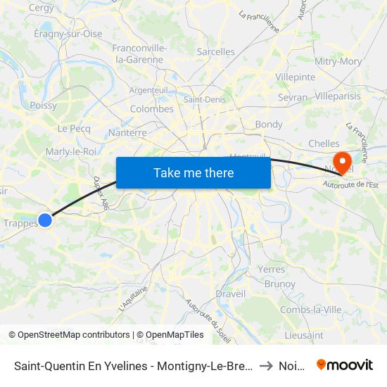 Saint-Quentin En Yvelines - Montigny-Le-Bretonneux to Noisiel map