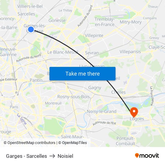 Garges - Sarcelles to Noisiel map
