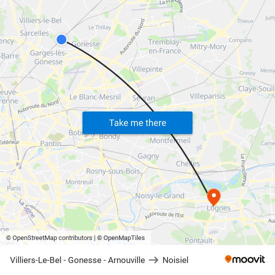 Villiers-Le-Bel - Gonesse - Arnouville to Noisiel map