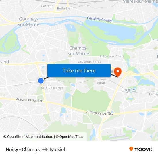 Noisy - Champs to Noisiel map