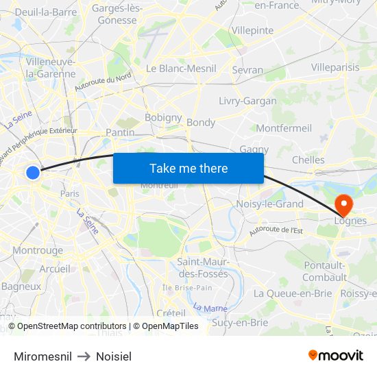 Miromesnil to Noisiel map