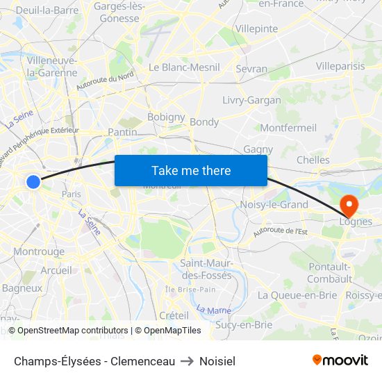 Champs-Élysées - Clemenceau to Noisiel map