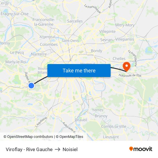 Viroflay - Rive Gauche to Noisiel map