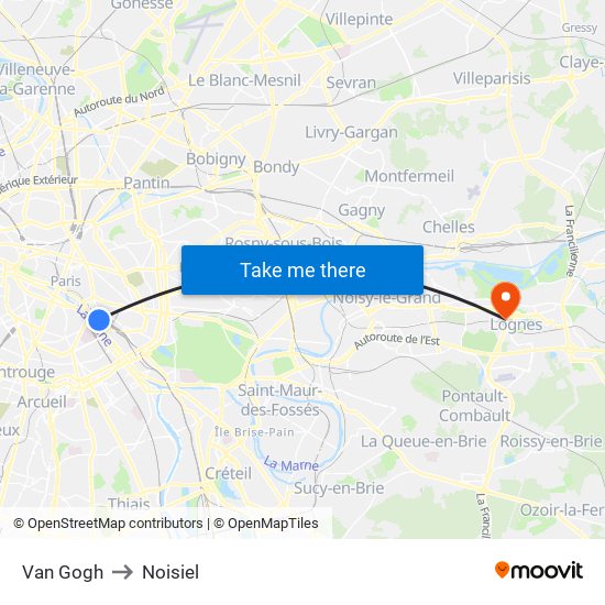 Van Gogh to Noisiel map