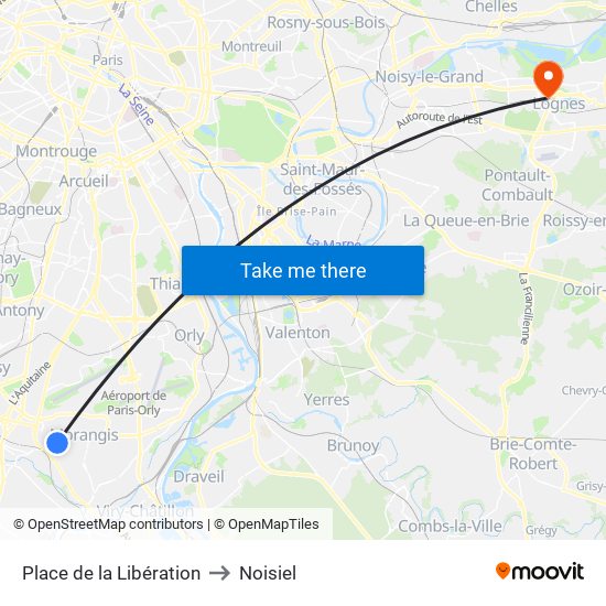 Place de la Libération to Noisiel map