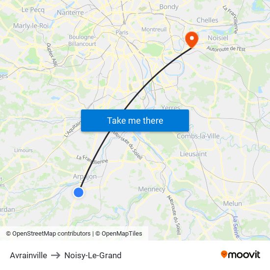 Avrainville to Noisy-Le-Grand map