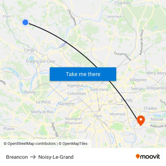 Breancon to Noisy-Le-Grand map