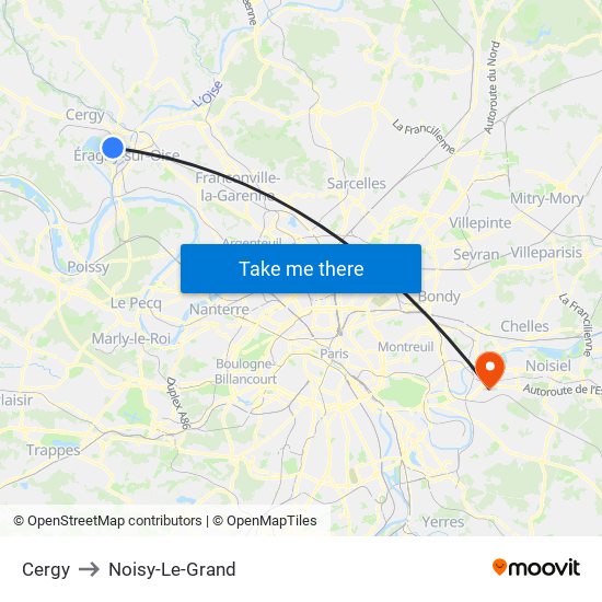 Cergy to Noisy-Le-Grand map