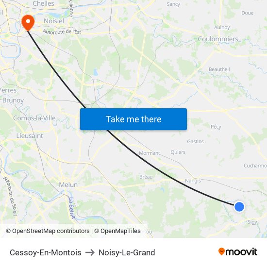 Cessoy-En-Montois to Noisy-Le-Grand map
