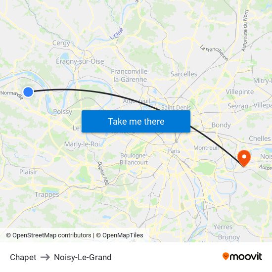 Chapet to Noisy-Le-Grand map