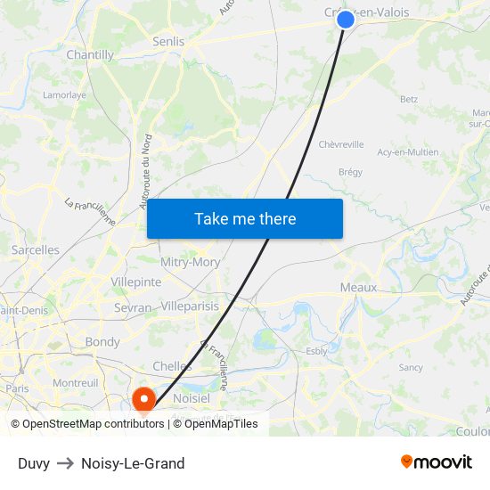 Duvy to Noisy-Le-Grand map