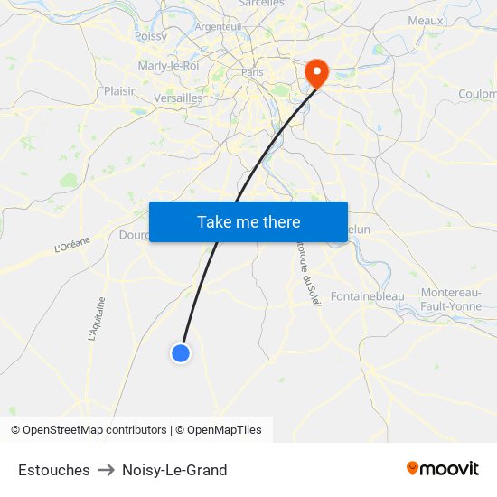 Estouches to Noisy-Le-Grand map