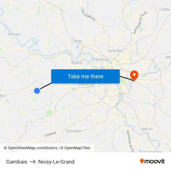 Gambais to Noisy-Le-Grand map