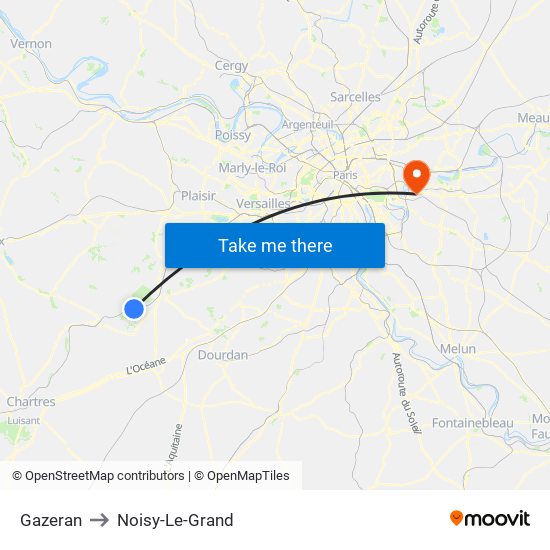 Gazeran to Noisy-Le-Grand map