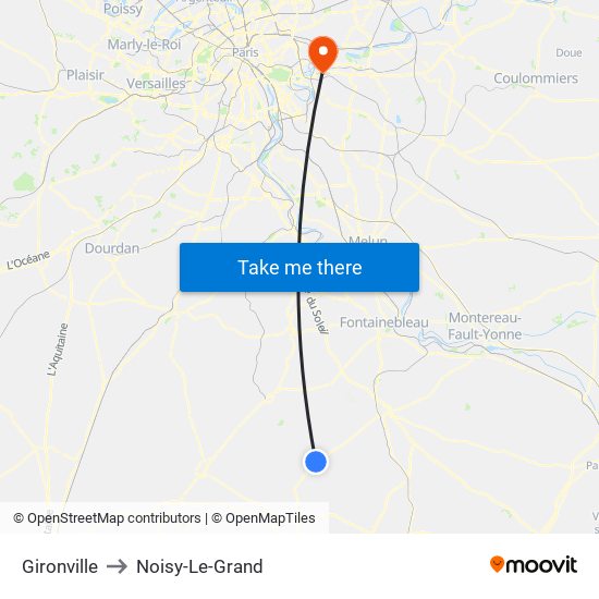 Gironville to Noisy-Le-Grand map