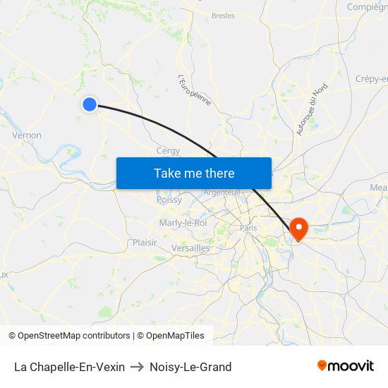 La Chapelle-En-Vexin to Noisy-Le-Grand map