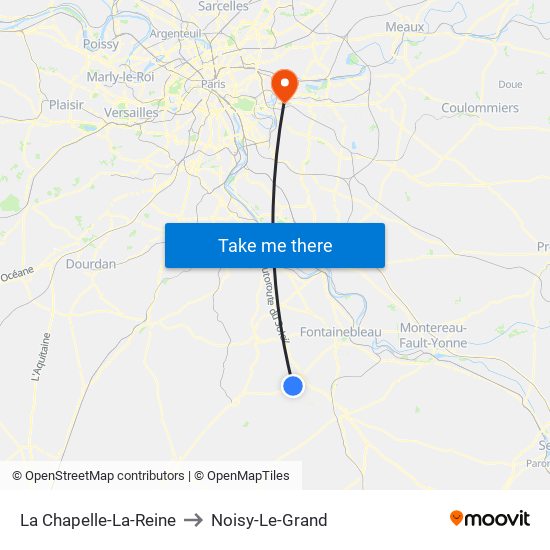 La Chapelle-La-Reine to Noisy-Le-Grand map