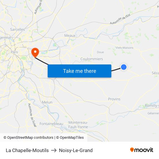 La Chapelle-Moutils to Noisy-Le-Grand map