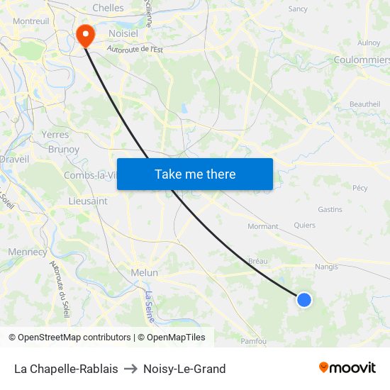 La Chapelle-Rablais to Noisy-Le-Grand map
