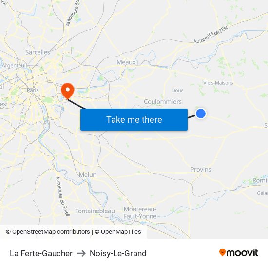 La Ferte-Gaucher to Noisy-Le-Grand map