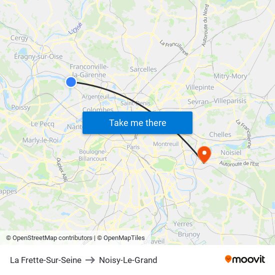 La Frette-Sur-Seine to Noisy-Le-Grand map