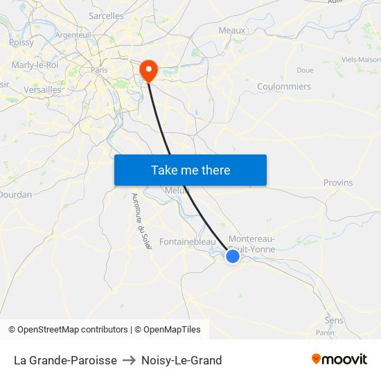 La Grande-Paroisse to Noisy-Le-Grand map