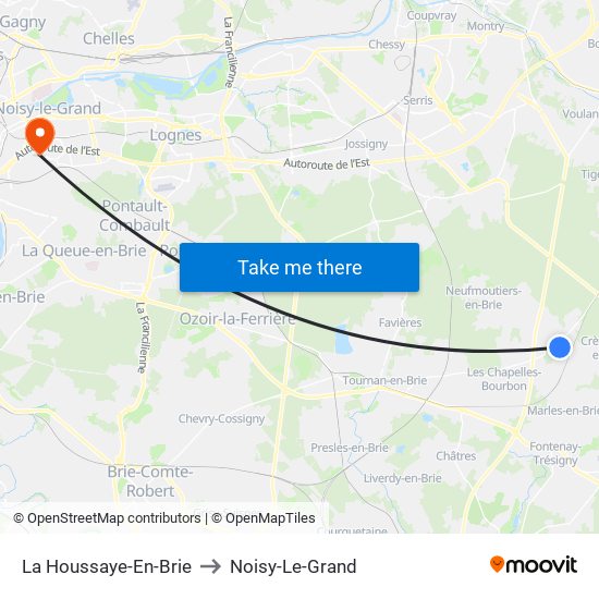 La Houssaye-En-Brie to Noisy-Le-Grand map